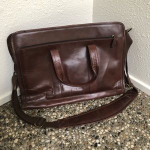 Brown leather laptop bag